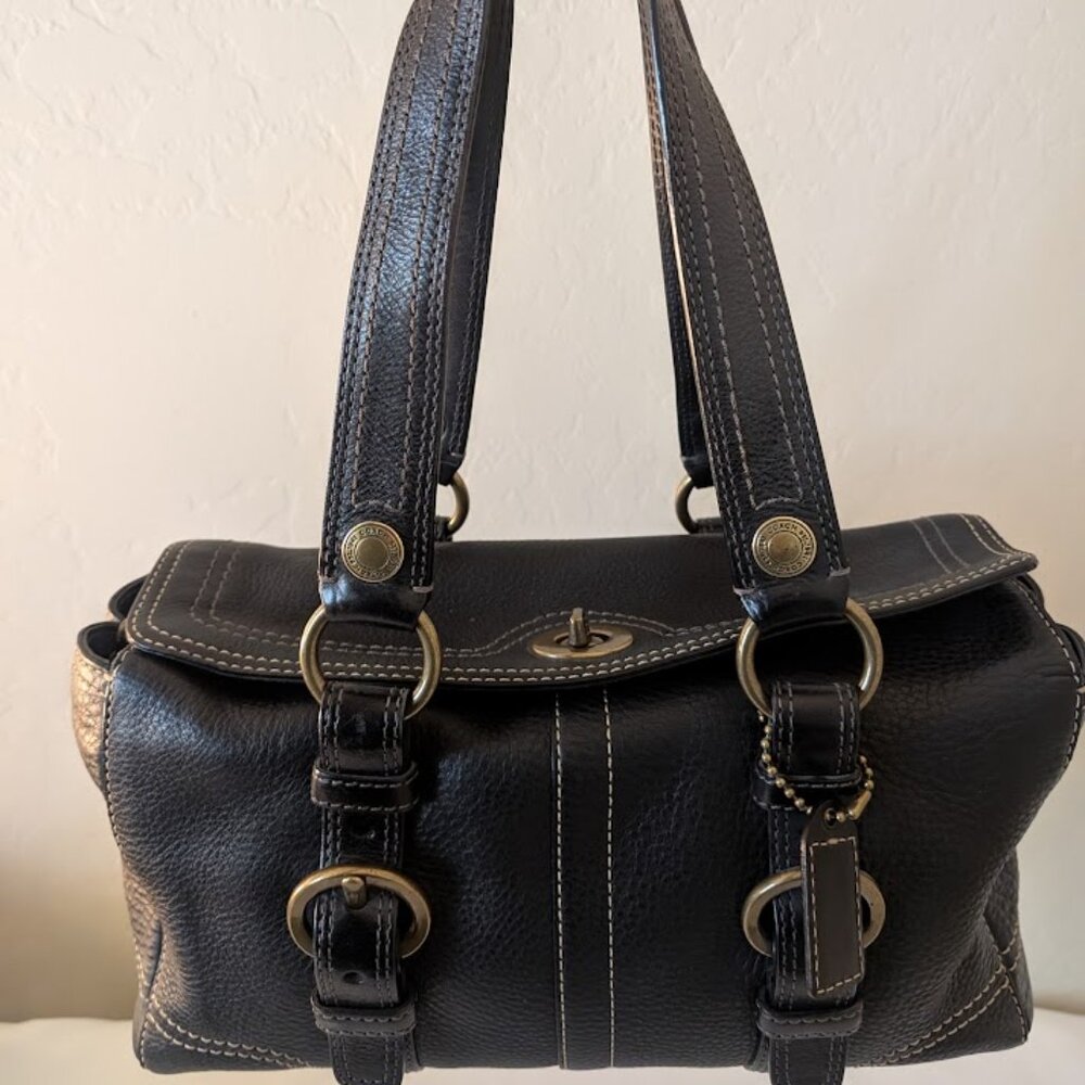Coach Chelsea Black Pebbled Leather Satchel